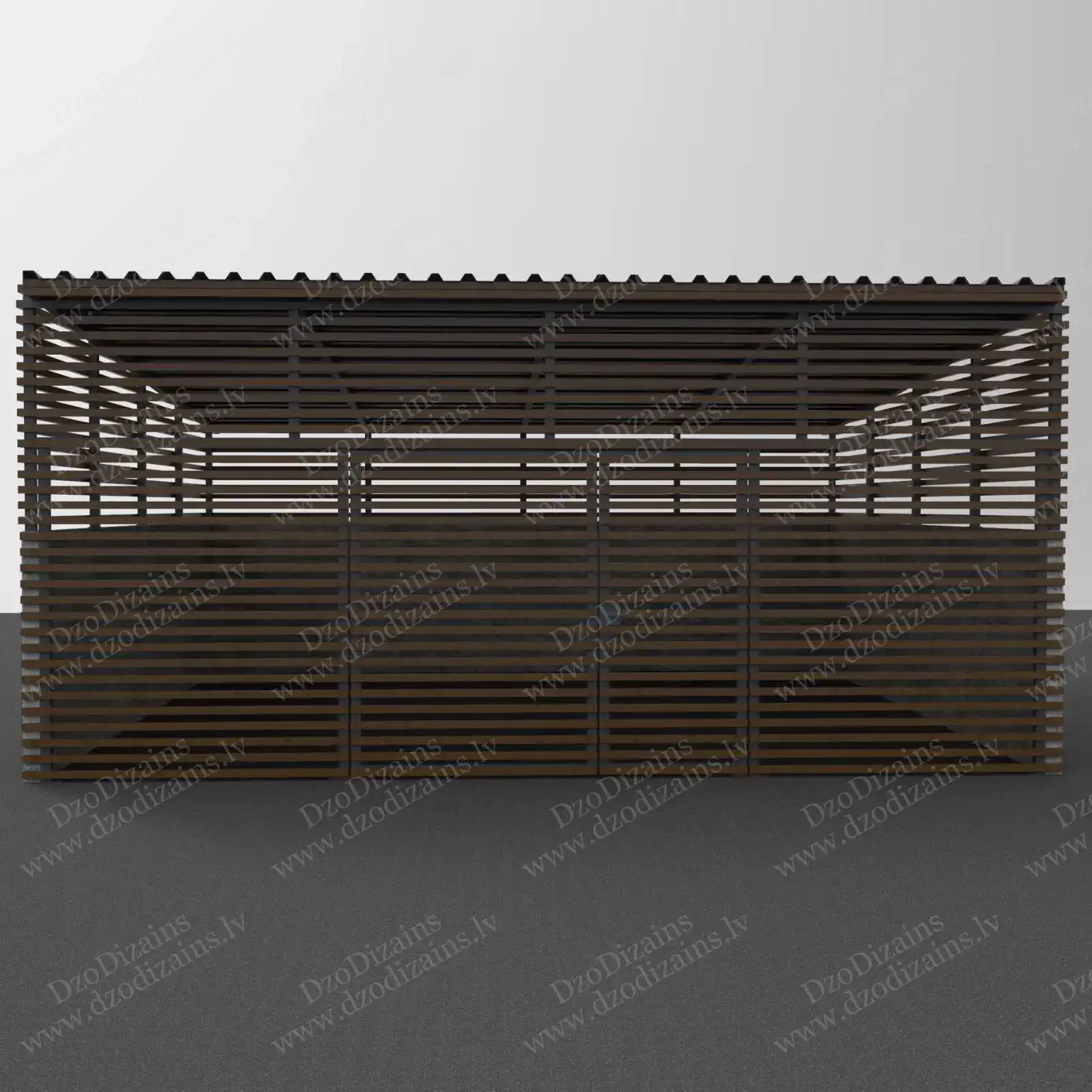 Современный деревянный навес для отходов с бетонным основанием