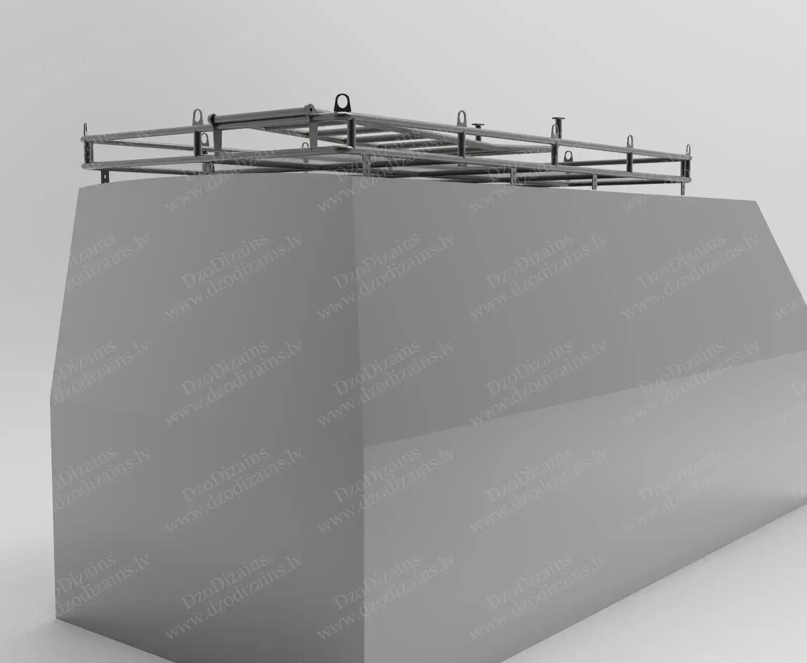 Металлический багажник на крышу с решётчатой структурой и креплениями