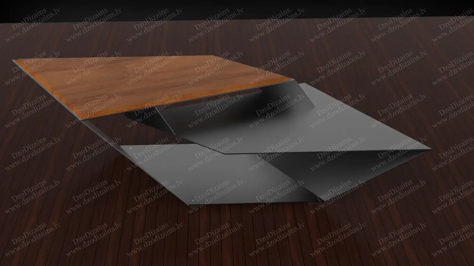 Кофейный столик с деревянной столешницей и металлическим основанием