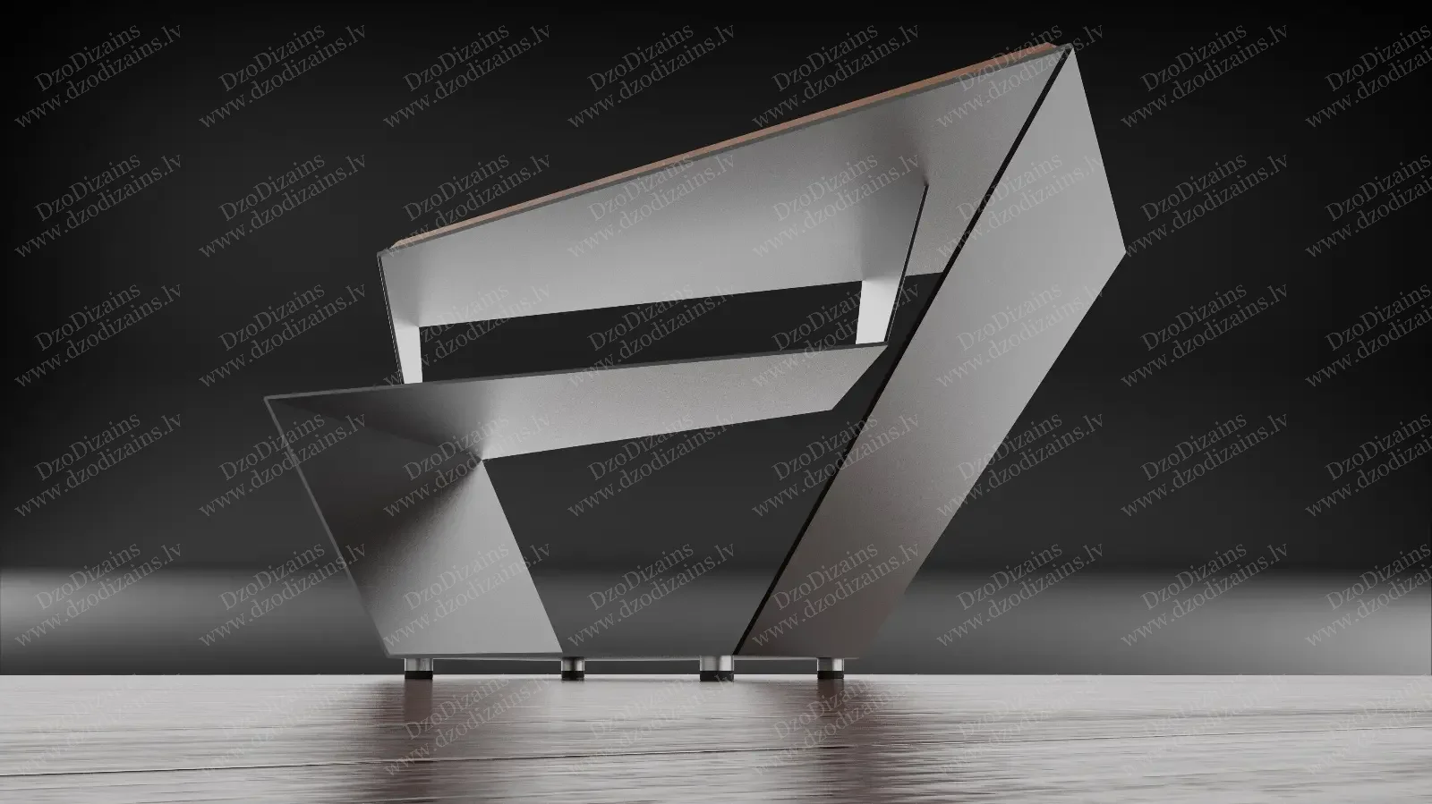 Дизайнерский кофейный стол с деревянной столешницей и металлической конструкцией