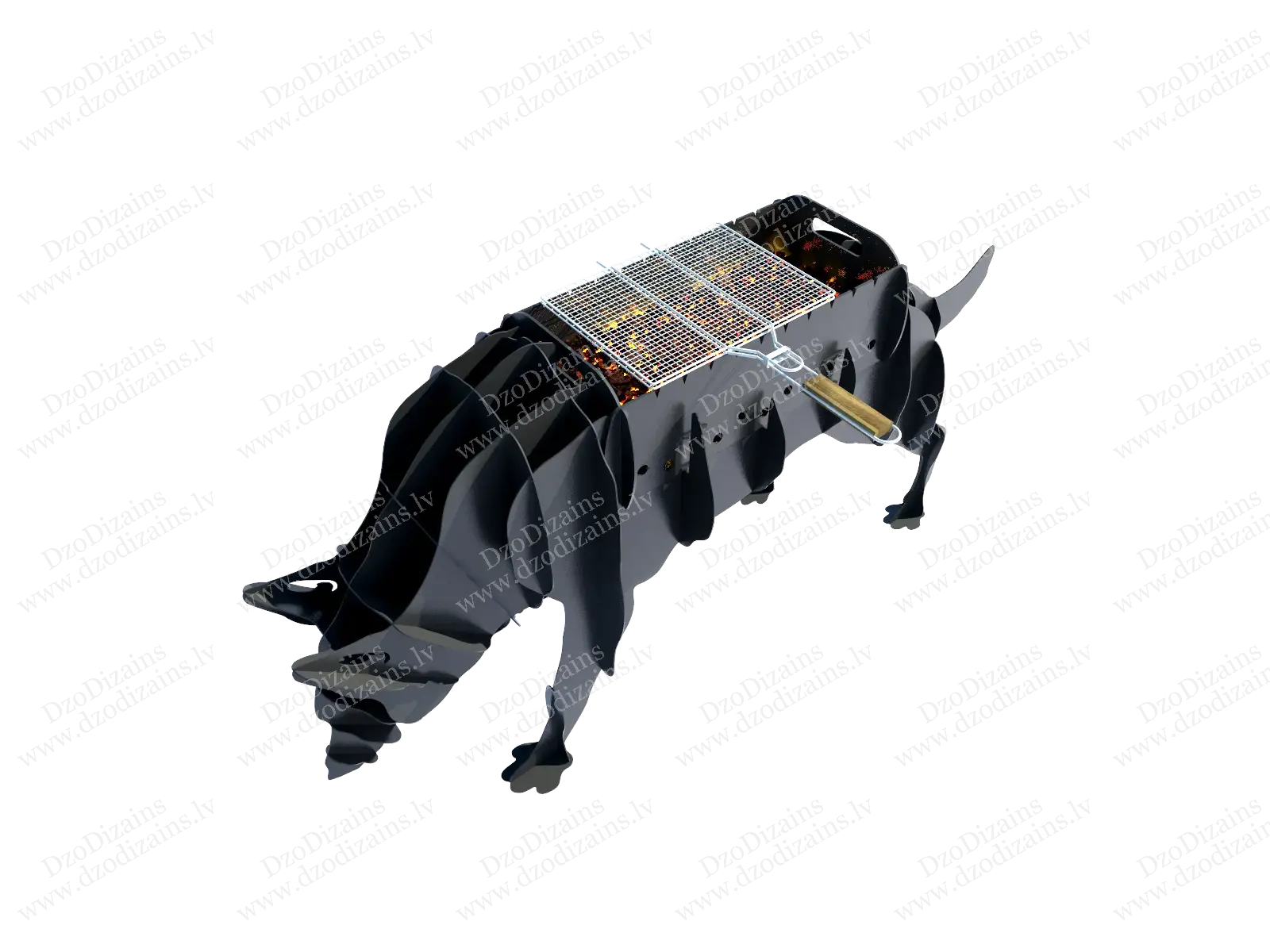 Оригинальный металлический мангал в форме волка с грилем