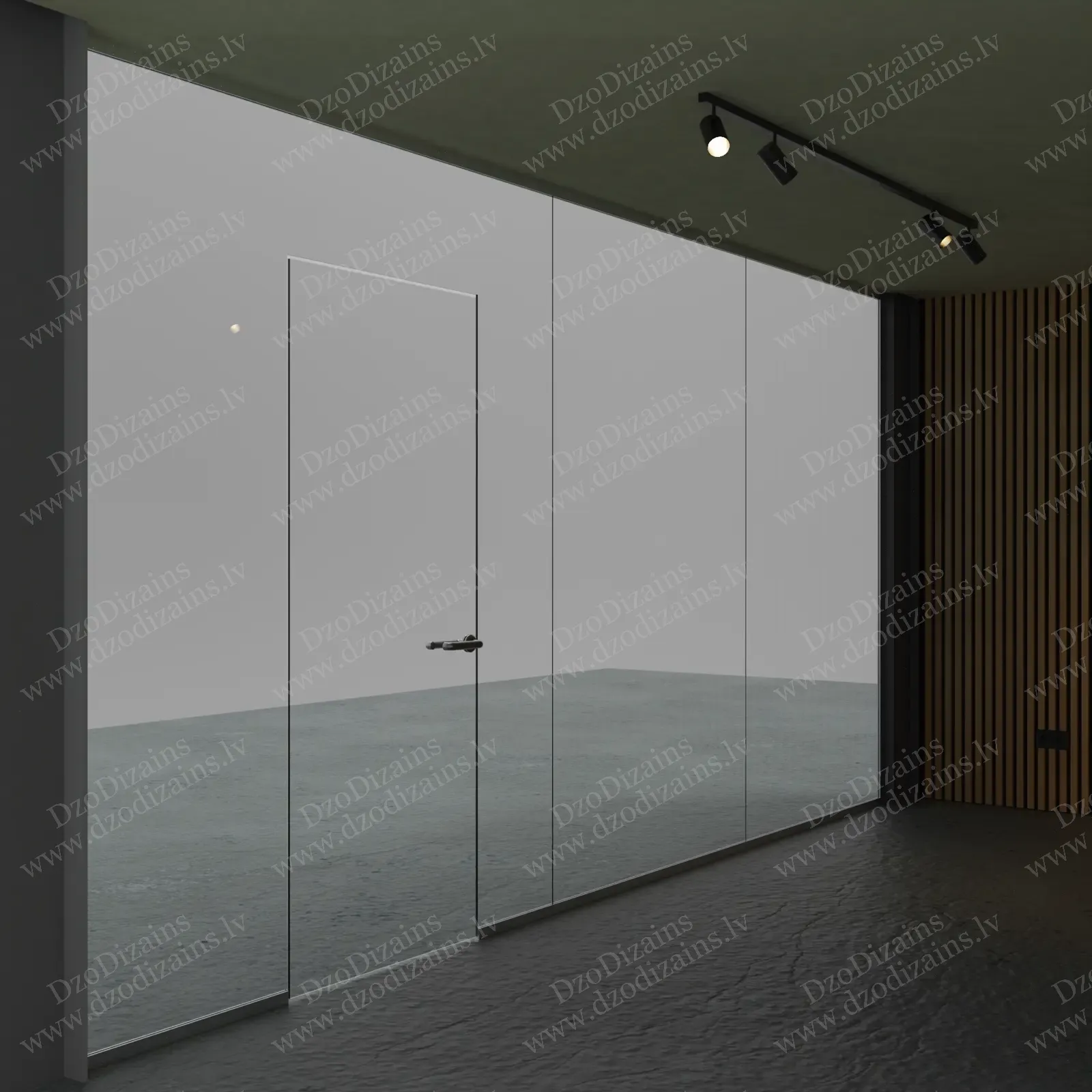 Стильный переговорный зал с вертикальными деревянными рейками и LED-освещением