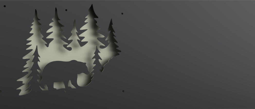 Металлический настенный декор с лазерной резкой медведя и силуэтов елей